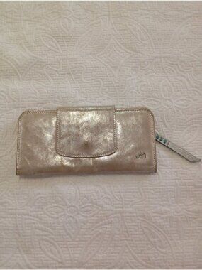 Velez Shimmering Gold Wallet With Multiple Card Slots & Snap Closure
